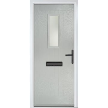 Crystal GRP Front door Sunningdale Agate Grey 920mm x 2090mm Open in Left hand Stipolytte Glass