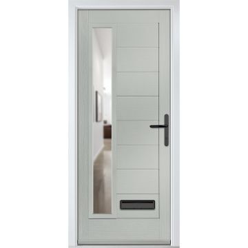 Crystal GRP Front door Monza Left Agate Grey 920mm x 2090mm Open in Left hand Clear Glass