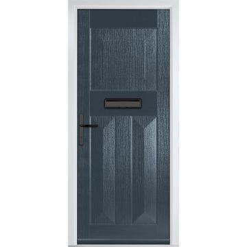 Crystal GRP Front door Eaton Solid Anthracite Grey 920mm x 2090mm Open in Right hand None Glass