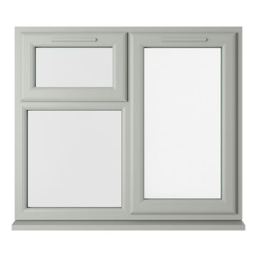 Crystal uPVC Window Double Glazed Agate/White A Rated Right Hand Side Hung Next to a Top Opener Over a Fixed Light Clear Glazing
