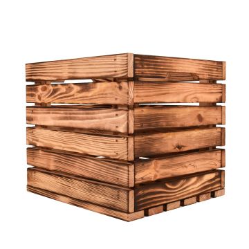 Snowdon Timber Flamed Wooden Storage Crate (H) 32.5cm (W) 33cm (L) 37.5cm - Pack of 2