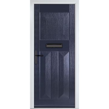 Crystal GRP Front door Eaton Solid Blue 890mm x 2090mm Open in Right hand None Glass