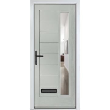Crystal GRP Front door Monza Right Agate Grey 920mm x 2090mm Open in Right hand Clear Glass