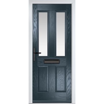 Crystal GRP Front door Carnoustie Anthracite Grey 920mm x 2090mm Open in Right hand Stipolytte Glass