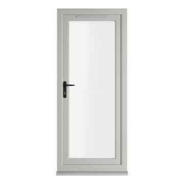 Crystal uPVC Triple Glazed Single Door Full glass Agate/White RH Clear Glazing