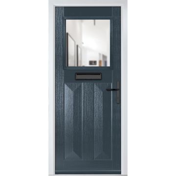 Crystal GRP Front door Eaton Anthracite Grey 890mm x 2090mm Open in Left hand Clear Glass