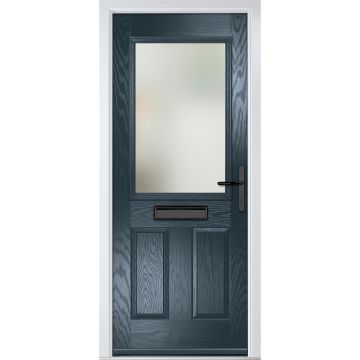 Crystal GRP Front door Lytham Anthracite Grey 920mm x 2090mm Open in Left hand Stipolytte Glass