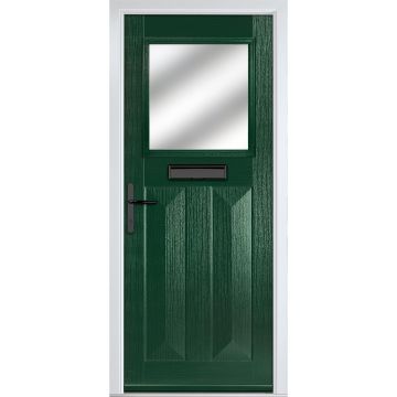 Crystal GRP Front door Eaton Green 920mm x 2090mm Open in Right hand Stipolytte Glass