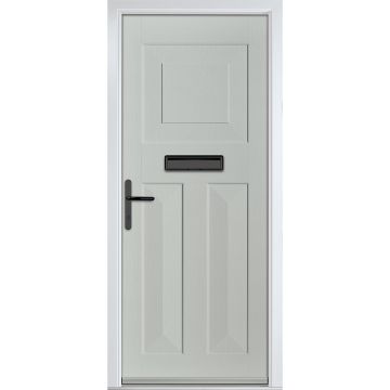 Crystal GRP Front door Eaton Solid Agate Grey 890mm x 2090mm Open in Right hand None Glass