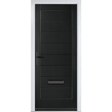 Crystal GRP Front door Monza Solid Black 890mm x 2090mm Open in Right hand No Glass