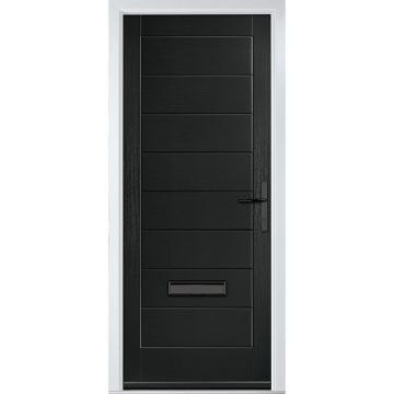 Crystal GRP Front door Monza Solid Black 890mm x 2090mm Open in Left hand No Glass