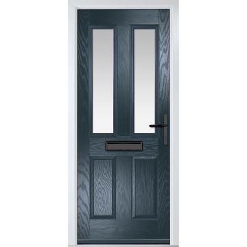 Crystal GRP Front door Carnoustie Anthracite Grey 890mm x 2090mm Open in Left hand Stipolytte Glass