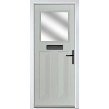 Crystal GRP Front door Eaton Agate Grey 890mm x 2090mm Open in Left hand Stipolytte Glass