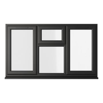 Crystal uPVC Window Double Glazed Black/White A Rated Left and Right Hand Side Hung Top Opener Over a Fixed Light Centre Clear Glazing