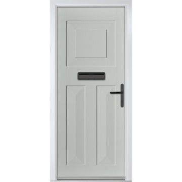 Crystal GRP Front door Eaton Solid Agate Grey 890mm x 2090mm Open in Left hand None Glass