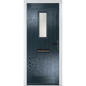 Crystal GRP Front door Sunningdale Anthracite Grey 890mm x 2090mm Open in Left hand Stipolytte Glass