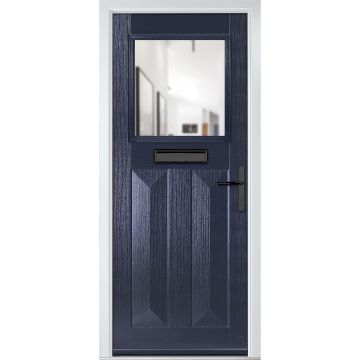 Crystal GRP Front door Eaton Blue 920mm x 2090mm Open in Left hand Clear Glass