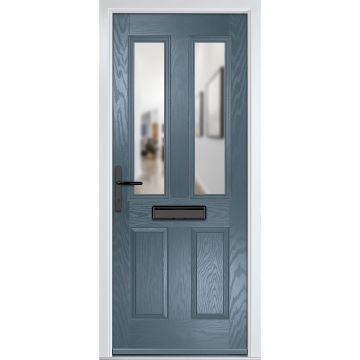 Crystal GRP Front door Carnoustie Slate Grey 890mm x 2090mm Open in Right hand Clear Glass