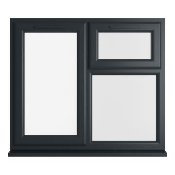Crystal uPVC Window Grey 7016 external White Internal A Rated Left Hand Side Hung Next to a Top Opener Over a Fixed Light Clear Glazing