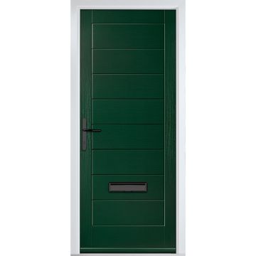 Crystal GRP Front door Monza Solid Green 890mm x 2090mm Open in Right hand No Glass