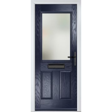 Crystal GRP Front door Lytham Blue 890mm x 2090mm Open in Left hand Stipolytte Glass