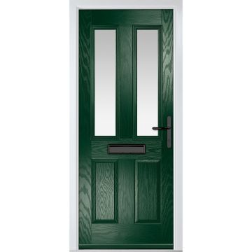 Crystal GRP Front door Carnoustie Green 920mm x 2090mm Open in Left hand Stipolytte Glass