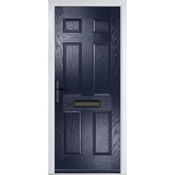 Crystal GRP Front door Muirfield solid Blue 890mm x 2090mm Open in Right hand None Glass
