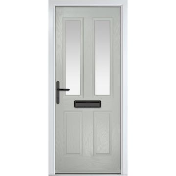 Crystal GRP Front door Carnoustie Agate Grey 890mm x 2090mm Open in Right hand Stipolytte Glass