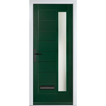 Crystal GRP Front door Monza Right Green 920mm x 2090mm Open in Right hand Stipolytte Glass