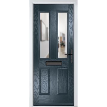 Crystal GRP Front door Carnoustie Anthracite Grey 920mm x 2090mm Open in Left hand Clear Glass