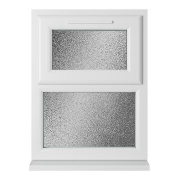 Crystal uPVC Window White A Rated Top Hung Opener Over Fixed Light Obscure Glazing