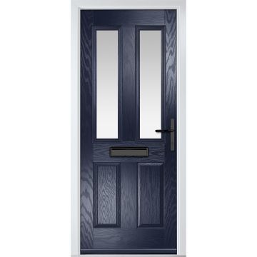 Crystal GRP Front door Carnoustie Blue 920mm x 2090mm Open in Left hand Stipolytte Glass