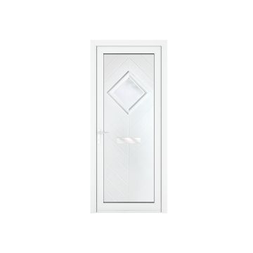 Crystal uPVC Front Door Small diamond Glass Hamburg White Right Hand Obscure Glass 920x2090mm