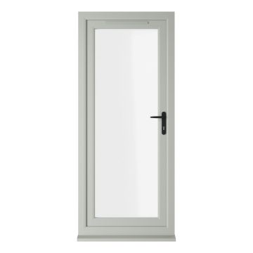 Crystal uPVC Triple Glazed Single Door Full glass Agate/White LH Clear Glazing
