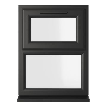 Crystal uPVC Window Triple Glazed Black/White A+ Rated Top Hung Opener Over Fixed Light Clear Glazing