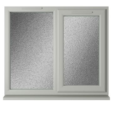 Crystal uPVC Window Double Glazed Agate/White A Rated Right Hand Side Hung Next to a Fixed Light Obscure Glazing
