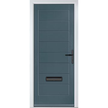 Crystal GRP Front door Monza Solid Slate Grey 890mm x 2090mm Open in Left hand No Glass