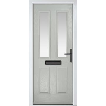 Crystal GRP Front door Carnoustie Agate Grey 890mm x 2090mm Open in Left hand Stipolytte Glass