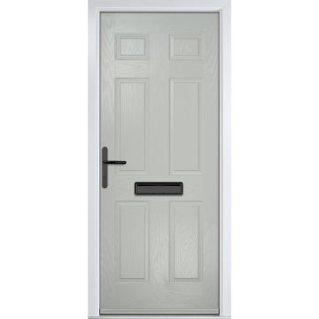 Crystal GRP Front door Muirfield solid Agate Grey 890mm x 2090mm Open in Right hand None Glass