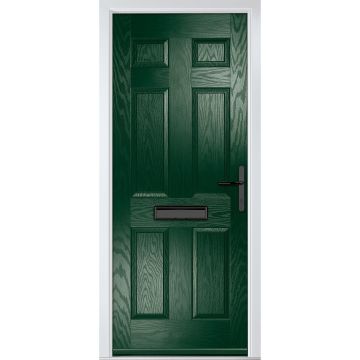 Crystal GRP Front door Muirfield solid Green 920mm x 2090mm Open in Left hand None Glass