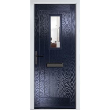 Crystal GRP Front door Sunningdale Blue 920mm x 2090mm Open in Right hand Clear Glass