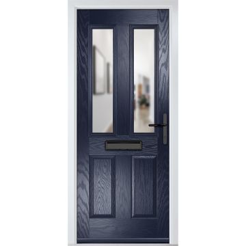 Crystal GRP Front door Carnoustie Blue 920mm x 2090mm Open in Left hand Clear Glass