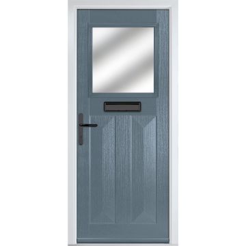 Crystal GRP Front door Eaton Slate Grey 890mm x 2090mm Open in Right hand Stipolytte Glass