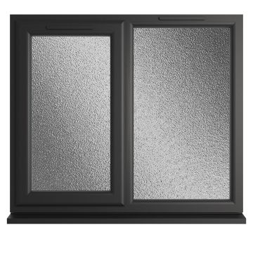 Crystal uPVC Window Triple Glazed Black/White A+ Rated Left Hand Side Hung Next to a Fixed Light Obscure Glazing