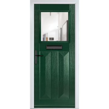Crystal GRP Front door Eaton Green 920mm x 2090mm Open in Right hand Clear Glass