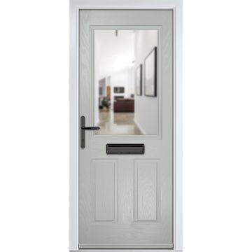 Crystal GRP Front door Lytham Agate Grey 920mm x 2090mm Open in Right hand Clear Glass