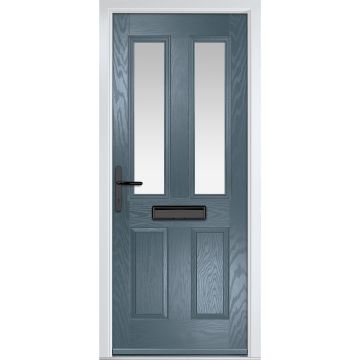 Crystal GRP Front door Carnoustie Slate Grey 890mm x 2090mm Open in Right hand Stipolytte Glass