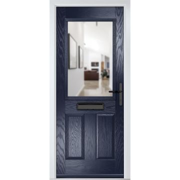 Crystal GRP Front door Lytham Blue 890mm x 2090mm Open in Left hand Clear Glass