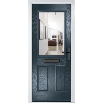 Crystal GRP Front door Lytham Anthracite Grey 890mm x 2090mm Open in Left hand Clear Glass