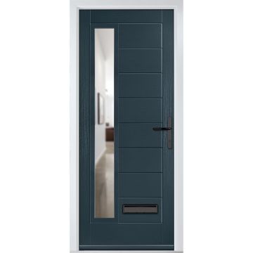 Crystal GRP Front door Monza Left Anthracite Grey 920mm x 2090mm Open in Left hand Clear Glass